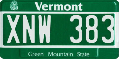 VT license plate XNW383