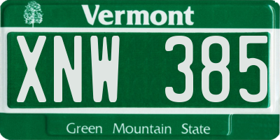 VT license plate XNW385