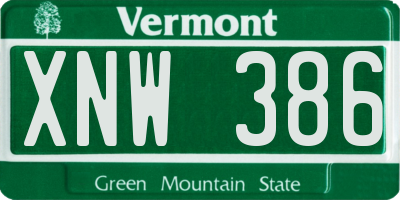 VT license plate XNW386