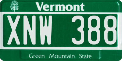VT license plate XNW388