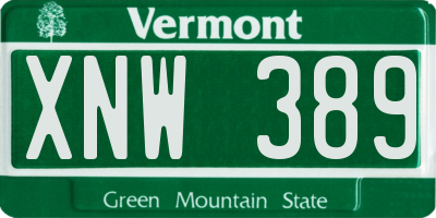 VT license plate XNW389