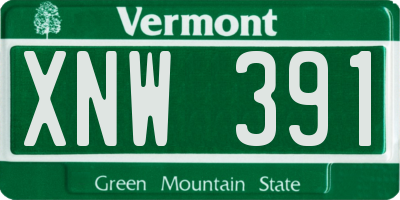 VT license plate XNW391