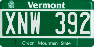 VT license plate XNW392