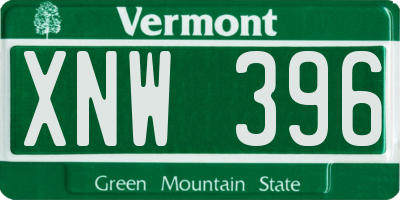 VT license plate XNW396