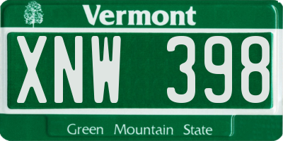 VT license plate XNW398