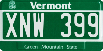 VT license plate XNW399