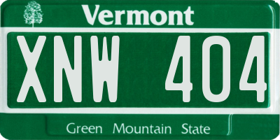VT license plate XNW404