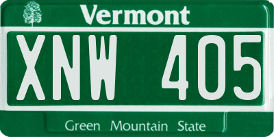 VT license plate XNW405