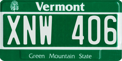 VT license plate XNW406