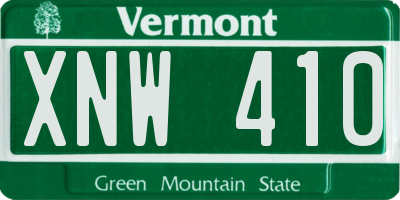 VT license plate XNW410