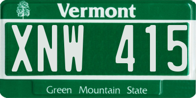 VT license plate XNW415