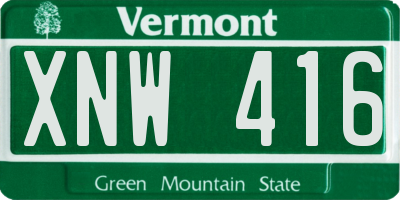 VT license plate XNW416