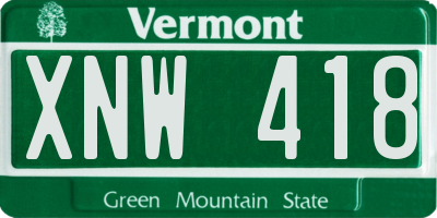 VT license plate XNW418