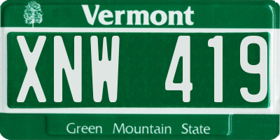 VT license plate XNW419