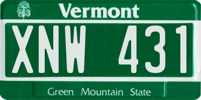 VT license plate XNW431