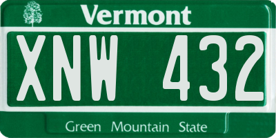 VT license plate XNW432