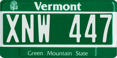 VT license plate XNW447
