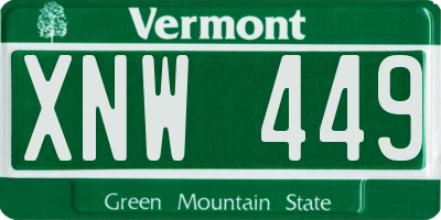 VT license plate XNW449