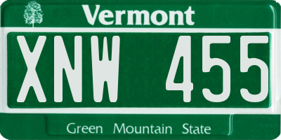 VT license plate XNW455