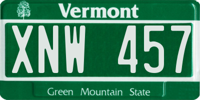 VT license plate XNW457