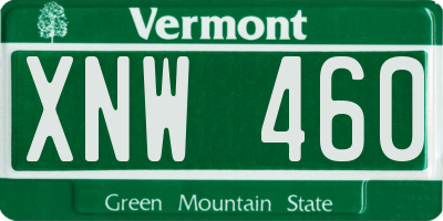 VT license plate XNW460