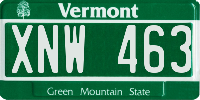 VT license plate XNW463