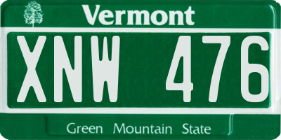 VT license plate XNW476