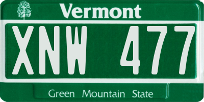 VT license plate XNW477
