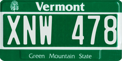VT license plate XNW478