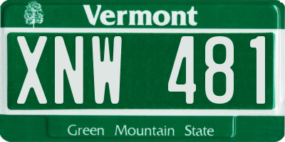 VT license plate XNW481
