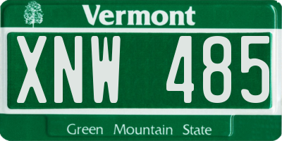 VT license plate XNW485