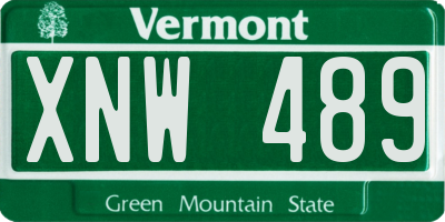 VT license plate XNW489