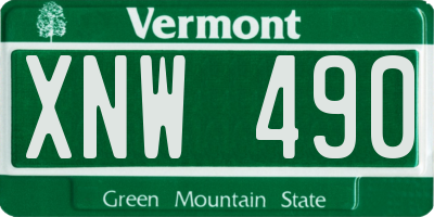 VT license plate XNW490