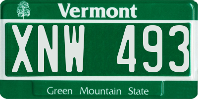 VT license plate XNW493