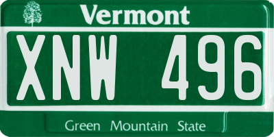 VT license plate XNW496