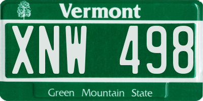 VT license plate XNW498
