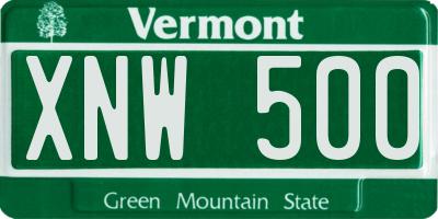 VT license plate XNW500