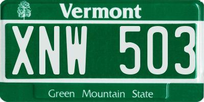VT license plate XNW503