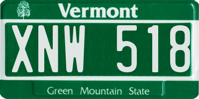 VT license plate XNW518