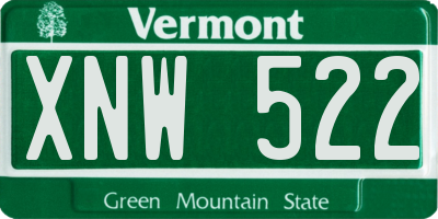 VT license plate XNW522