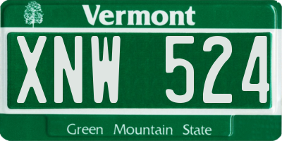 VT license plate XNW524
