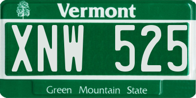 VT license plate XNW525