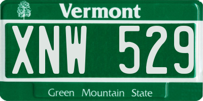 VT license plate XNW529