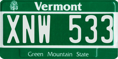 VT license plate XNW533