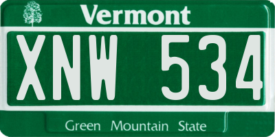 VT license plate XNW534