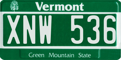 VT license plate XNW536
