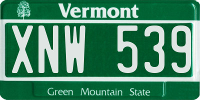 VT license plate XNW539
