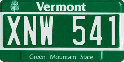 VT license plate XNW541