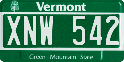 VT license plate XNW542