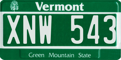 VT license plate XNW543
